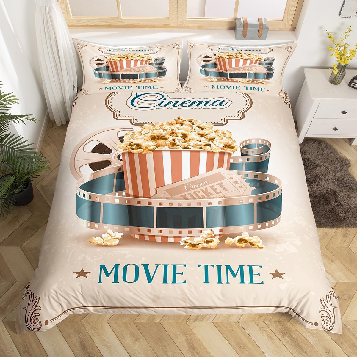 Home Cinema Tickets - Capa de Edredom Vintage Cinema Full,