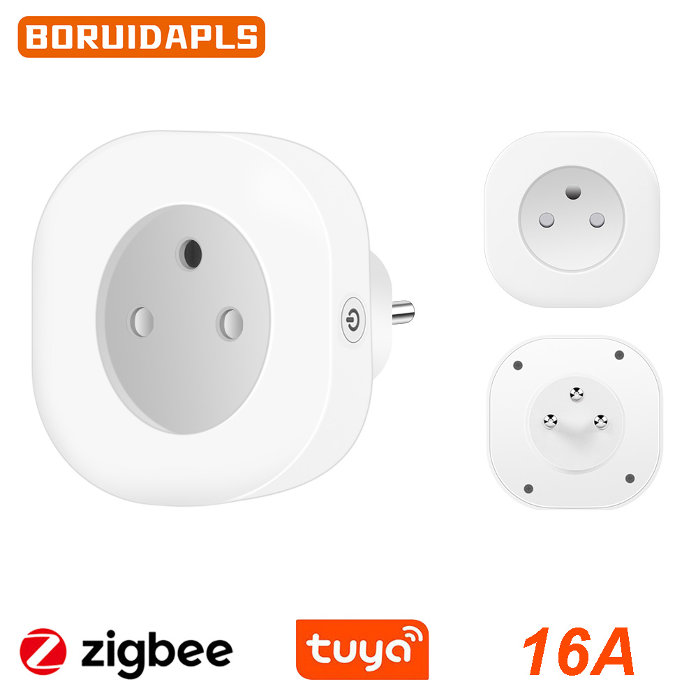 Home Cinema Alexa - BORUIDAPLS Tomada Inteligente Tuya Zigbee EU/FR/Israel/Brasil/Suíça
