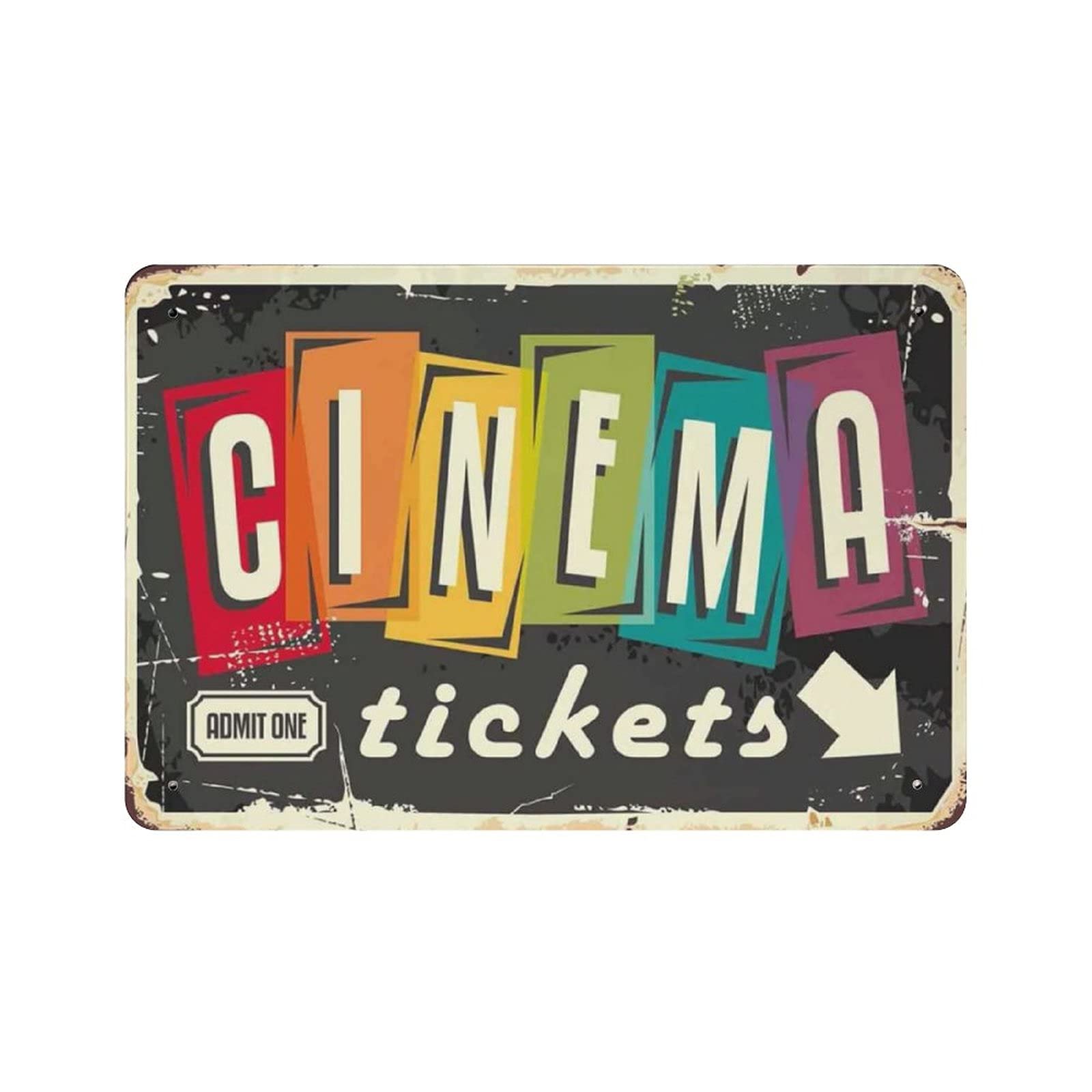 Home Cinema Tickets - Placa de Metal Vintage com Tema