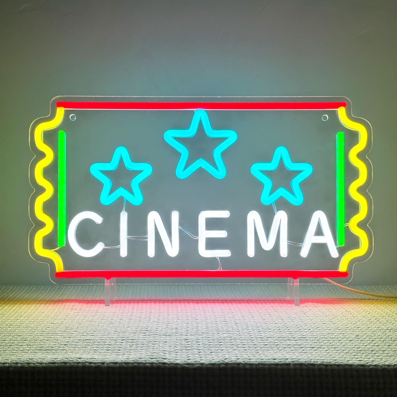 Home Cinema Tickets - Letreiro Neon de Bilhete de Cinema,