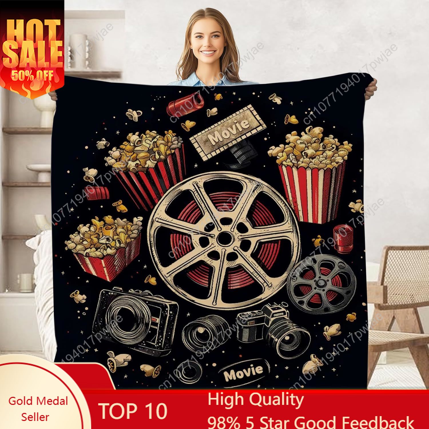 Home Cinema Gifts - Cobertor de pipoca de bilhete de