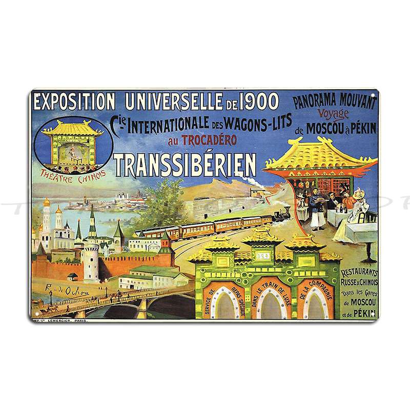 Home Cinema Wall Design - Trilhos Trans-Siberianos: Placa de Metal Vintage