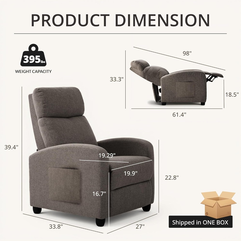 Home Cinema Chairs - Poltrona Reclinável Manual Moderna, Sofá Individual