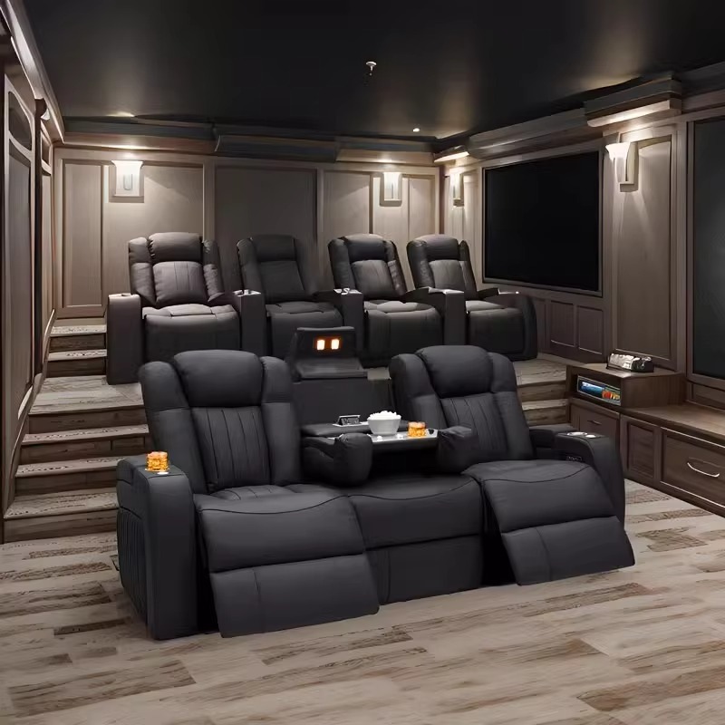Home Cinema Chairs - Conjuntos de Sofás Reclináveis de Couro,
