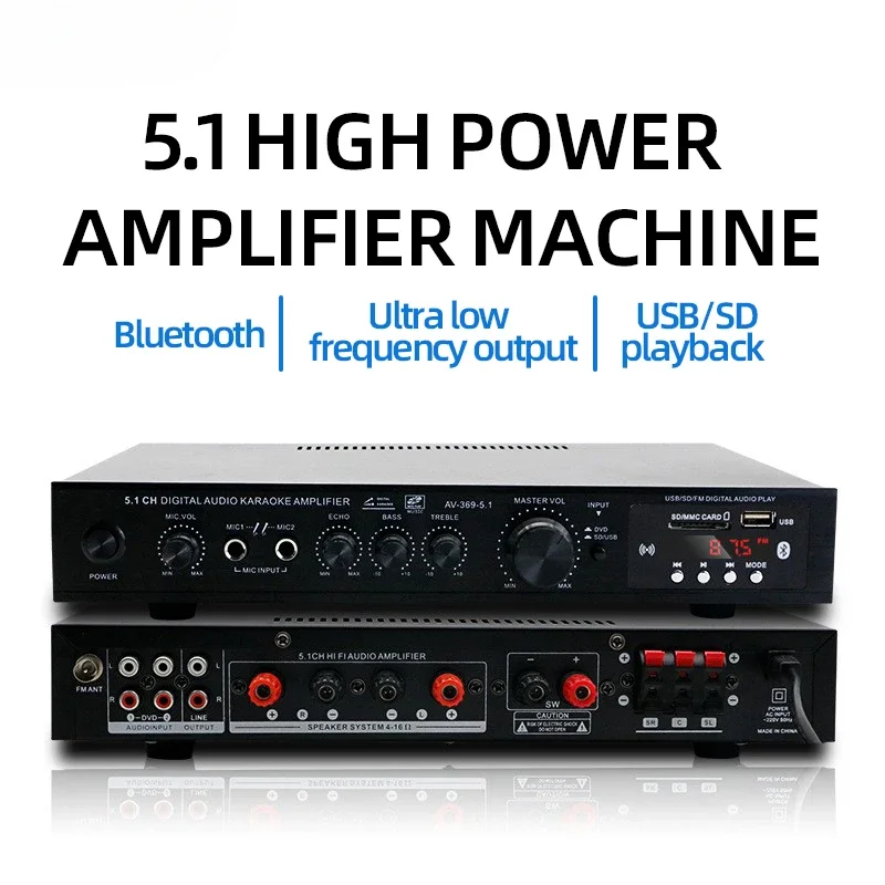 Home Cinema Hall - AV-369BT Bluetooth 5.1 Amplificador de alto-falante