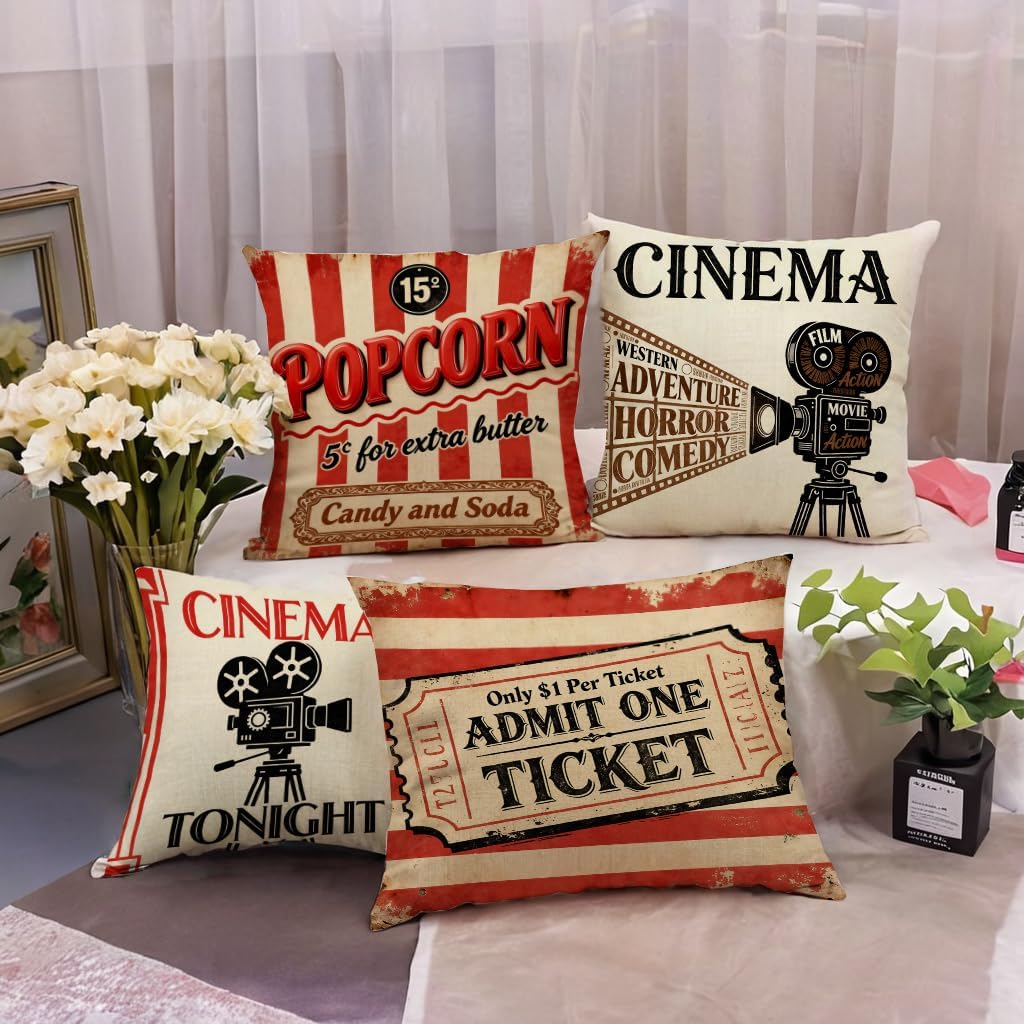 Conjunto de 4 Capas de Almofad - Home Cinema Tickets avaliação e preço