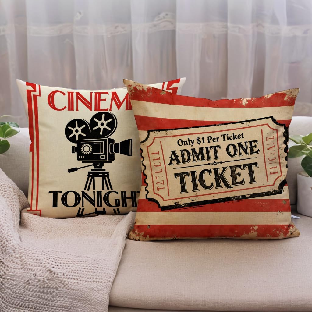 Conjunto de 4 Capas de Almofad - Home Cinema Tickets avaliação e preço