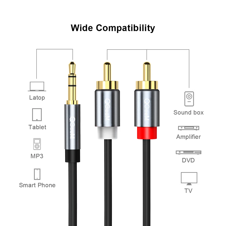 Cabo RCA QGeeM 2RCA para 3.5mm - Home Cinema Hall avaliação e preço