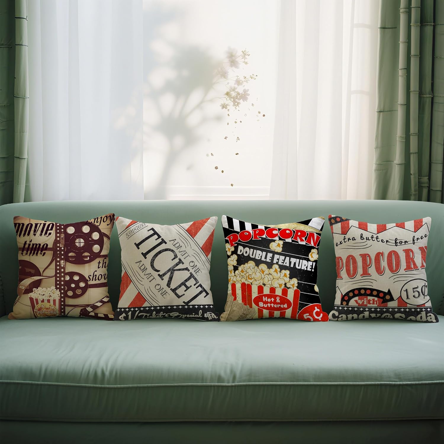 4 Peças Capas de Almofada Deco - Home Cinema Tickets avaliação e preço